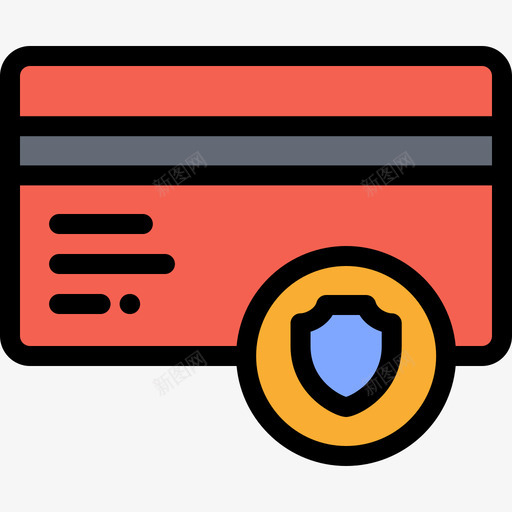 信用卡数据保护线性颜色图标svg_新图网 https://ixintu.com 信用卡 数据保护 线性颜色