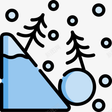 雪崩冬季自然11线性颜色图标图标