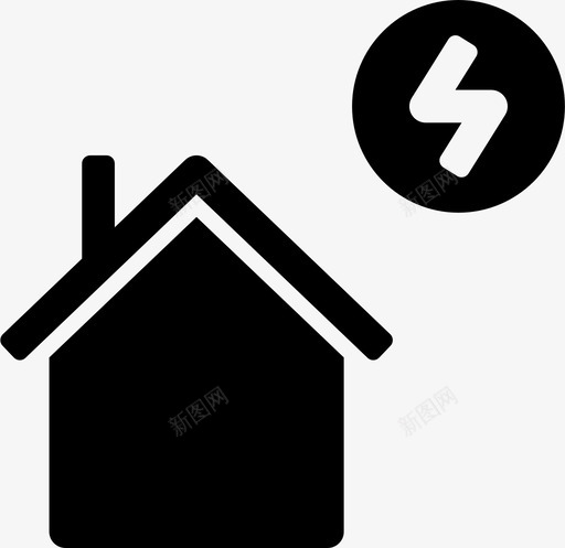 家建筑物电图标svg_新图网 https://ixintu.com 家 建筑物 房子 房子满了 电 电力 闪电