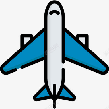 飞机旅行地点表情符号3线性颜色图标图标