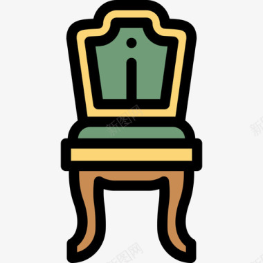 椅子复古装饰14线性颜色图标图标