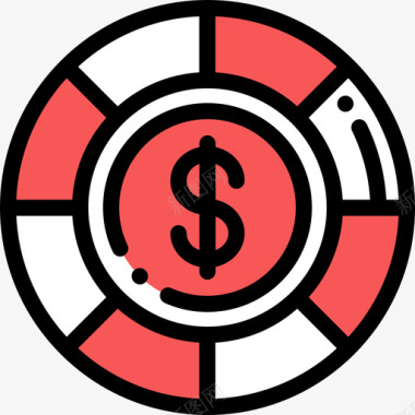 赌场筹码赌博赌博线性颜色图标图标