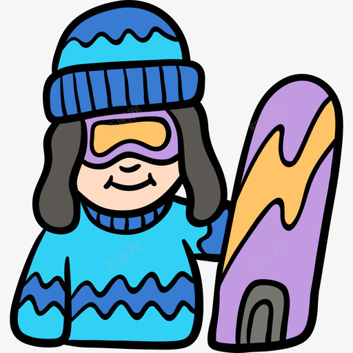 滑雪板冬季9彩色图标svg_新图网 https://ixintu.com 冬季9 彩色 滑雪板