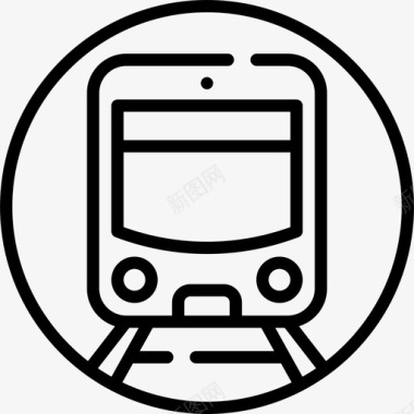 火车旅行地点表情符号线性图标图标