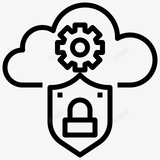 云安全互联网锁图标svg_新图网 https://ixintu.com 云安全 互联网 保护 锁