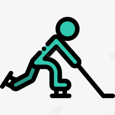 冰球冬季运动11线颜色图标图标