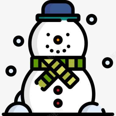 雪人冬天23线性颜色图标图标