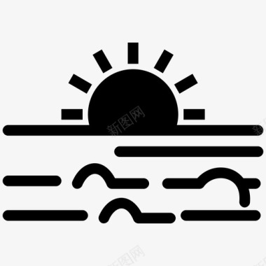 日出大海阳光图标图标