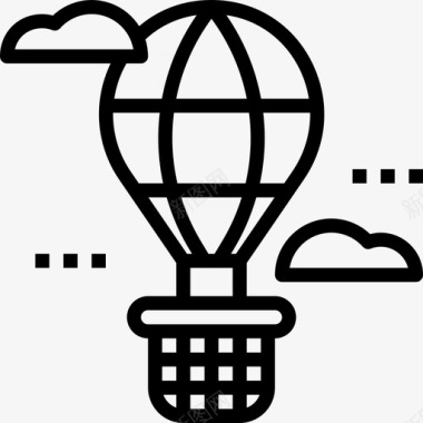 热气球航空运输线性图标图标