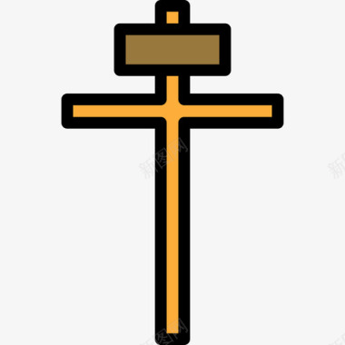 十字架假日27线形颜色图标图标