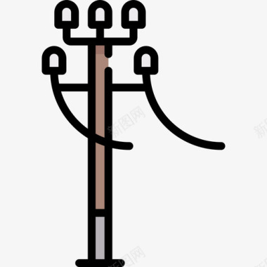 电杆电工工具和元件线颜色图标图标