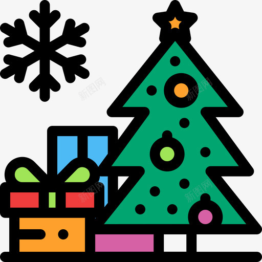 圣诞树圣诞70线形颜色图标svg_新图网 https://ixintu.com 圣诞70 圣诞树 线形颜色