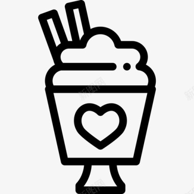 冰激凌甜点和糖果2份线性图标图标