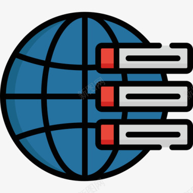 全球云计算20线性颜色图标图标