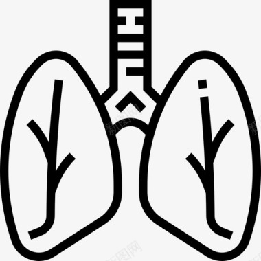 肺人体器官2线状图标图标