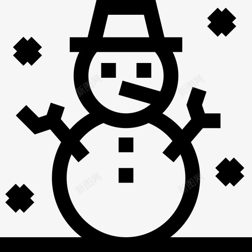 雪人冬季自然7直线型图标svg_新图网 https://ixintu.com 冬季自然7 直线型 雪人