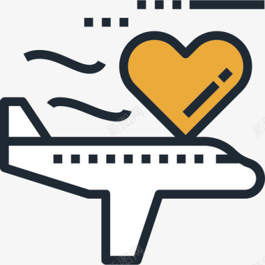 飞机航空运输2线颜色图标图标