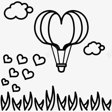 情人节气球蜜月图标图标
