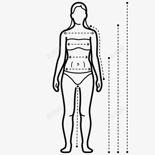 女性测量图网络购物尺码表图标svg_新图网 https://ixintu.com 女性 女性测量图 尺码表 网络购物 身体比例 身体测量