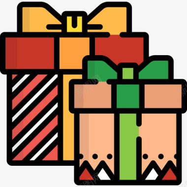 礼物圣诞106线性颜色图标图标