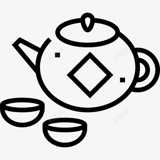茶壶瓷器17直纹图标svg_新图网 https://ixintu.com 瓷器17 直纹 茶壶