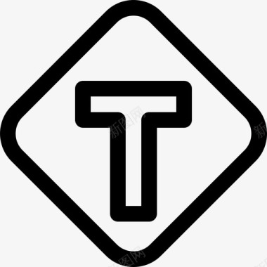T形交叉口信号和禁令线性图标图标