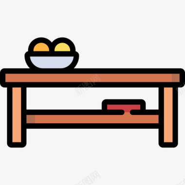 咖啡桌家具47线性颜色图标图标