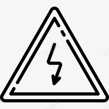 电气危险标志电工工具和元件3线性图标图标