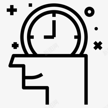 头和钟管理时间图标图标