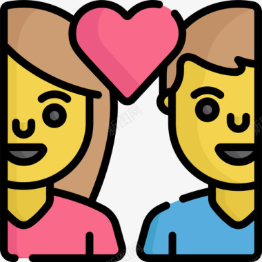 情侣whatsapp笑脸2线性颜色图标图标