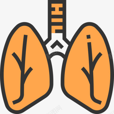 肺人体器官黄色阴影图标图标