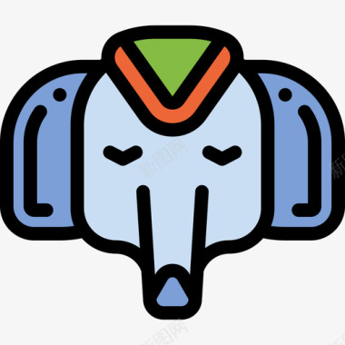 大象印度2线形颜色图标图标