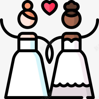 新婚夫妇婚礼59直系肤色图标图标