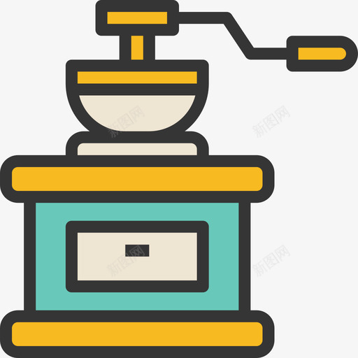 咖啡研磨机厨房烹饪线性颜色图标svg_新图网 https://ixintu.com 厨房烹饪 咖啡研磨机 线性颜色