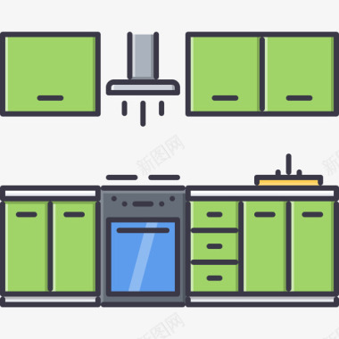 厨房家具51彩色图标图标