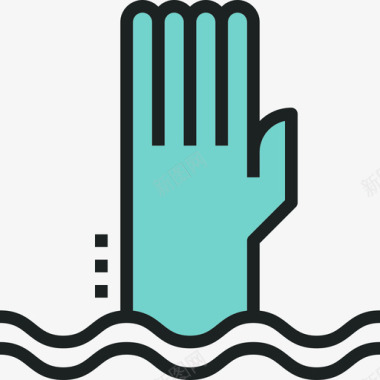 溺水营救4线性颜色图标图标