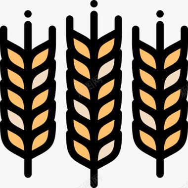 小麦农耕18线性颜色图标图标