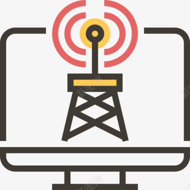 无线连接网络分析2黄色阴影图标图标