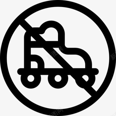 禁止溜冰信号和禁令直线图标图标