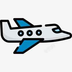 飞机旅行地点表情符号3线性颜色图标