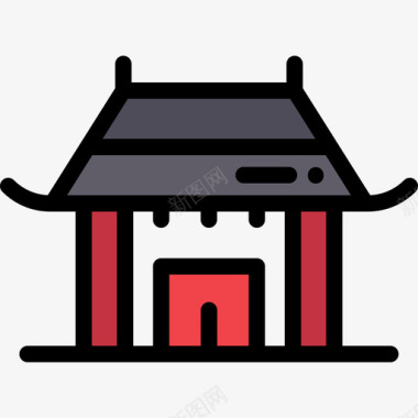 庙宇中国10线颜色图标图标