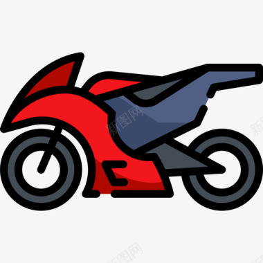 摩托车旅行地点表情符号3线条颜色图标图标