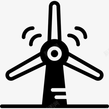 风力涡轮机生态65填充图标图标