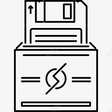 软盘计算机2线性图标图标