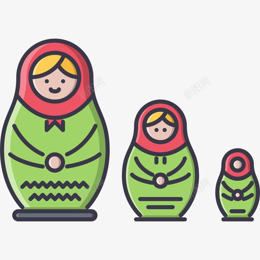 Matryoshka文化7颜色图标svg_新图网 https://ixintu.com Matryoshka 文化7 颜色