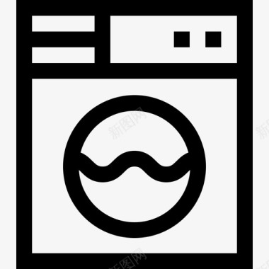洗衣机床和早餐6线性图标图标