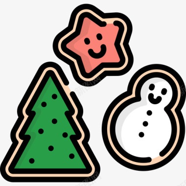 饼干圣诞106线形颜色图标图标