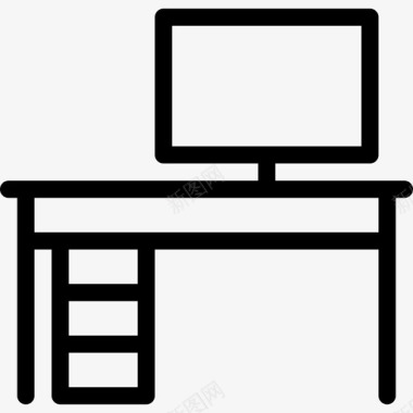 办公桌家具33直线型图标图标