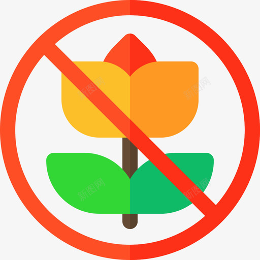 禁止采花信号和禁令3平图标svg_新图网 https://ixintu.com 信号和禁令3 平 禁止采花