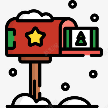 邮箱圣诞106线性颜色图标图标